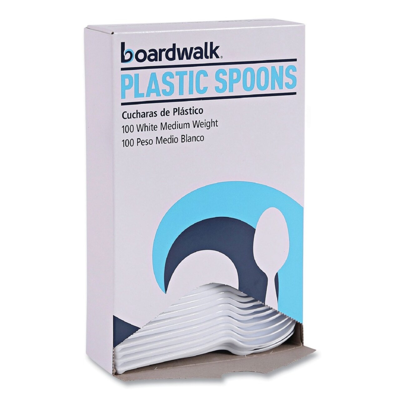 Boardwalk Mediumweight Polystyrene Teaspoons - White (100 /Box)